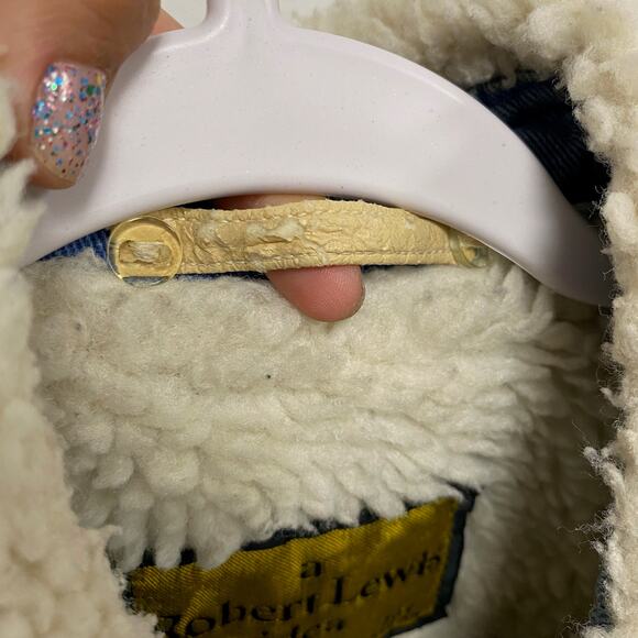 Vintage Robert Lewis Mens Size 44 Denim Sherpa Button Up Shirt Jacket Shaket - Picture 4 of 7